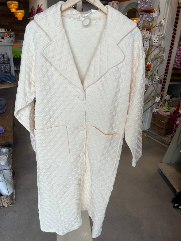 Before You Quilted Cotton Long Coat with Buttons