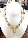 Scarf Necklace with Silver Tiger Pendant