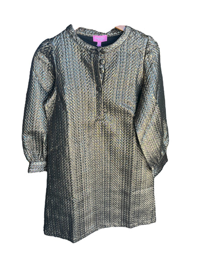 Sincerely Ours Gold Party Jacquard Mini Maeve Dress
