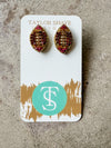 Taylor Shaye Beaded Purple and Gold Football Studs