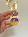 Louie Love Gold Purple Acrylic Tiger Face Rockstar Geaux Earrings