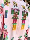 QOS Light Pink Nutcracker Band Balloon Sleeve Sweatshirt Dress