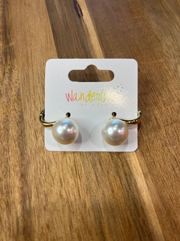 Pearl Hoop Stud Earrings