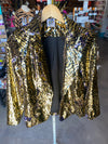 QOS Black & Gold Sequin Tiger Blazer