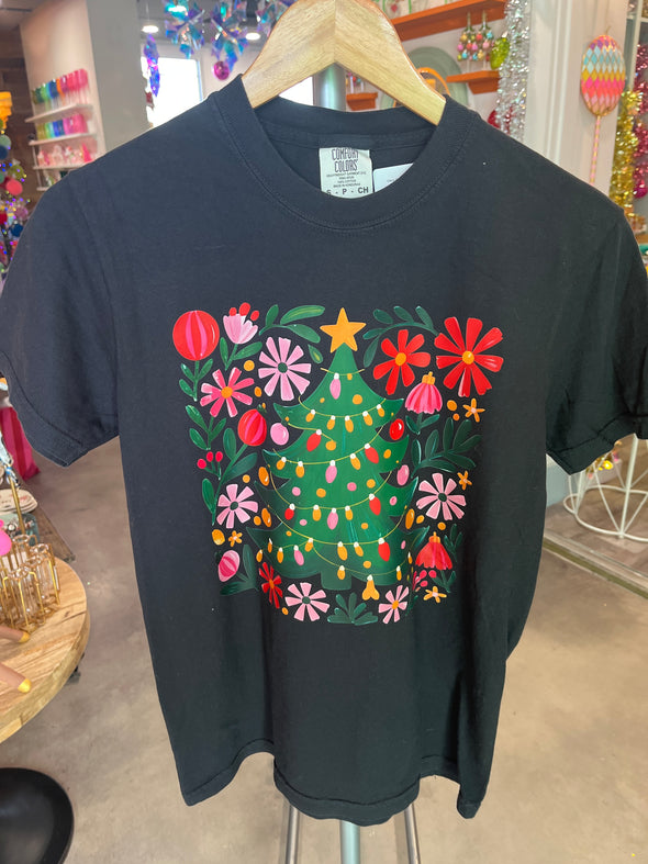 Black Coquette Christmas Tree Tee