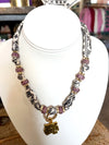 Scarf Necklace with Gold Tiger Head