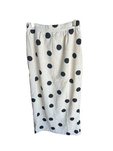 Aureum Ivory Polka Dot Linen Midi Skirt