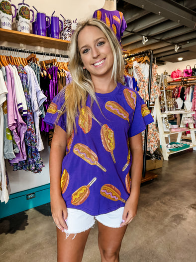 QOS Purple Scattered Corn Dog Tee