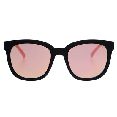 Taylor Matte Black and Pink Mirror Oversized Sunglasses