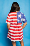 QOS American Flag Cotton Short Sleeve Dress