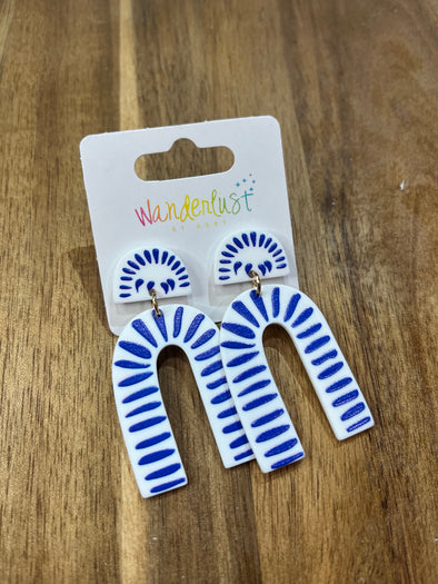 Blue and White Rainbow Earrings