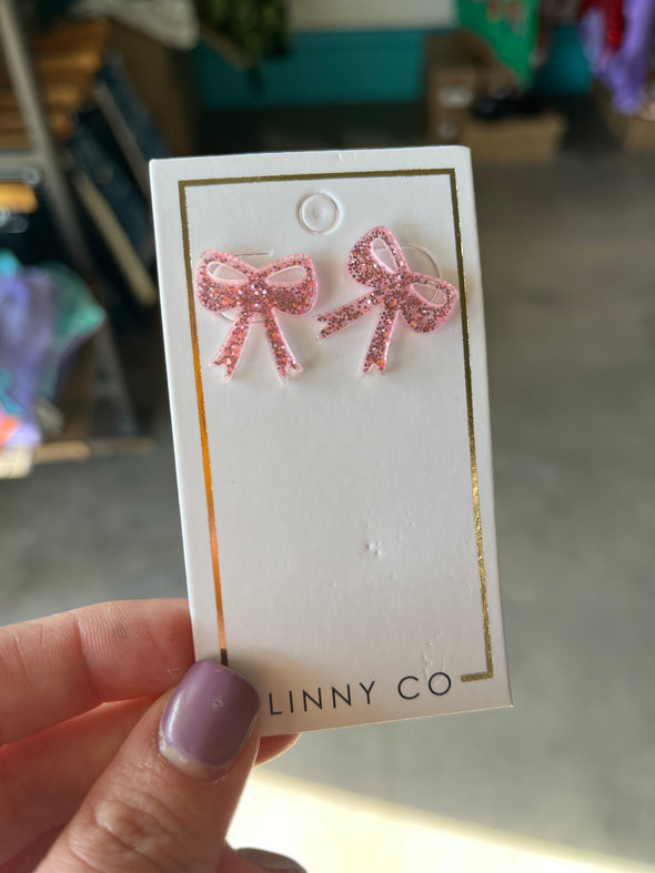 Linny Co Pink Glitter Sophia Earring