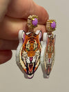 Louie Love Gold Purple Acrylic Gameday LSU Tiger Face Earrings
