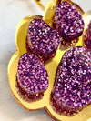 Louie Love Purple & Gold Football Sports Paw Hoop Earrings