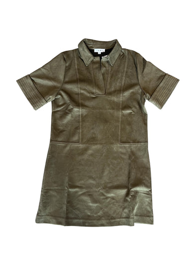 THML Short Sleeve Collared Suede Dress