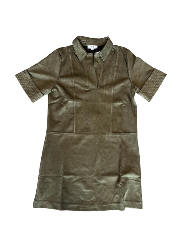 THML Short Sleeve Collared Suede Dress