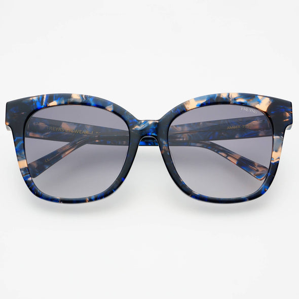 Freyers Amber Blue Acetate Womens Cat Eye Sunglasses