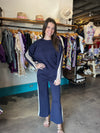 P. Cill Navy and Taupe Layered Long Sleeve Top