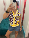 QOS LSU Licensed Checkered Team Icon Vest