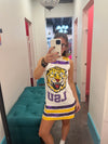QOS Licensed LSU Striped Tank Dress