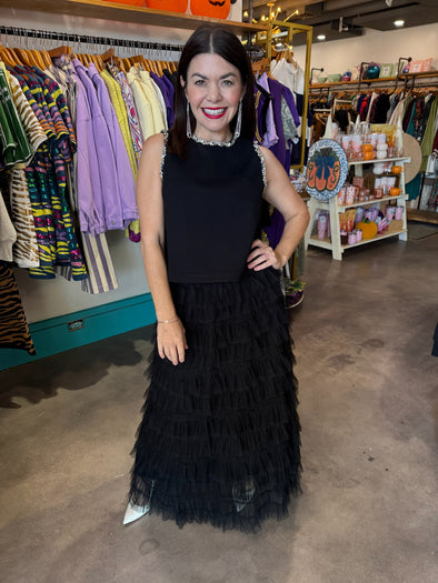Lucy Paris Black Jenny Tiered Skirt