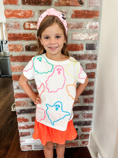 QOS Kids White Multi Ghost Tee