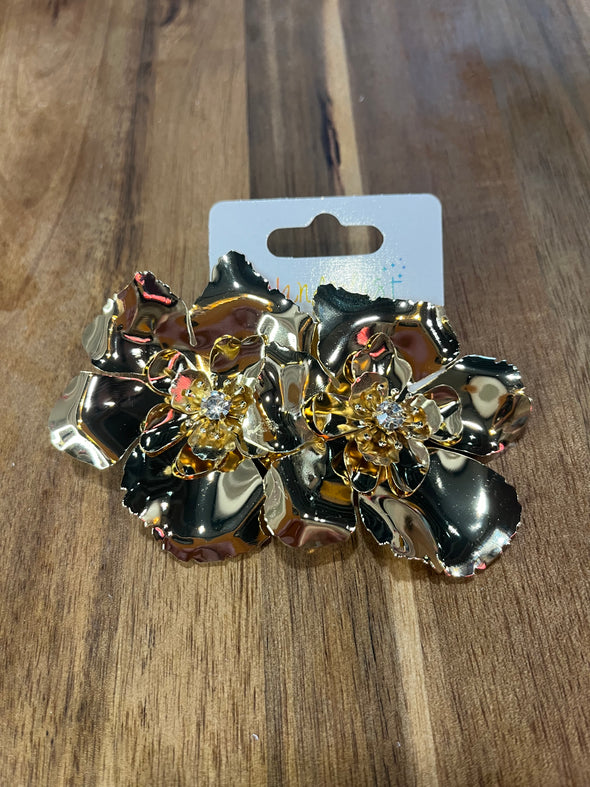 Gold Dogwood Flower Earrings