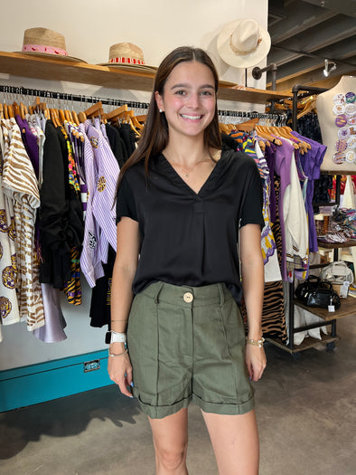 Entro Cuffed Olive Demin Shorts