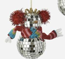 180 Degree Mirrored Ball Snowman Ornament
