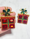 Louie Love Christmas Jewelry Beaded Green Red Holiday Present Earrings
