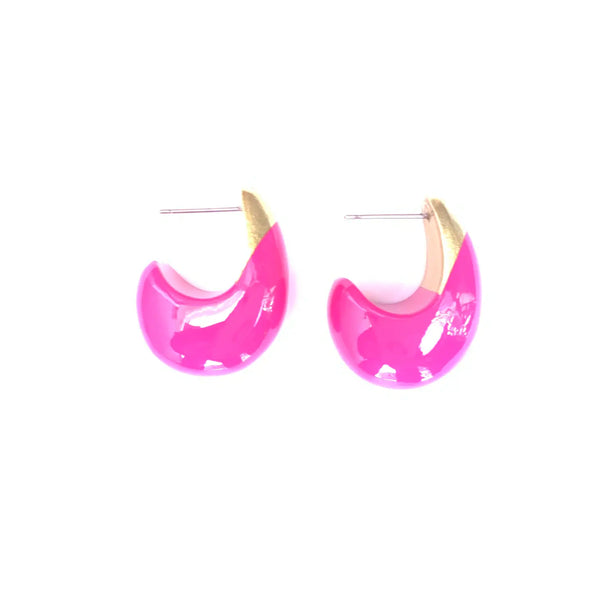 Accessory Jane Lacqured Teardrop Earrings- Hot Pink