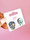 Midnight Confetti Acrylic Skull Stud Earring