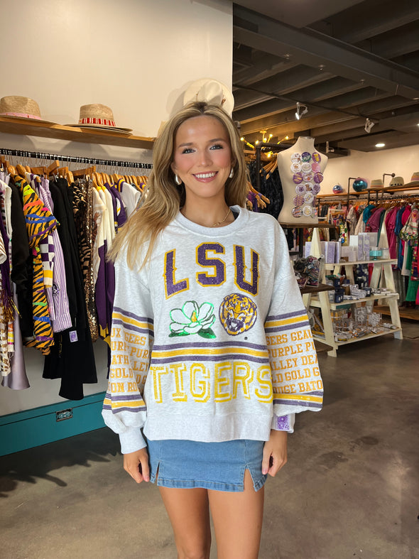 QOS Licensed LSU Flower Mascot Sweatshirt