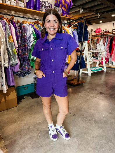 TCEC Purple Denim Romper