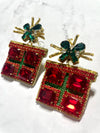 Louie Love Christmas Jewelry Beaded Green Red Holiday Present Earrings