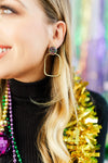 Taylor Shaye Mardi Gras Mix Glitter Top Hoops- Rectangle