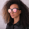Taylor Matte Black and Pink Mirror Oversized Sunglasses