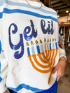 QOS "Get Lit" Menorah Stripe Sweater