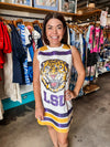 QOS Licensed LSU Striped Tank Dress