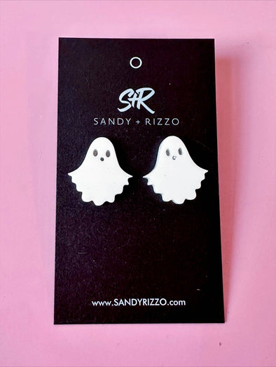 White Acrylic Ghost Stud Earring
