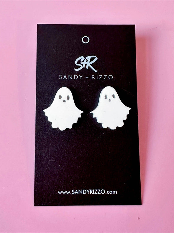 White Acrylic Ghost Stud Earring