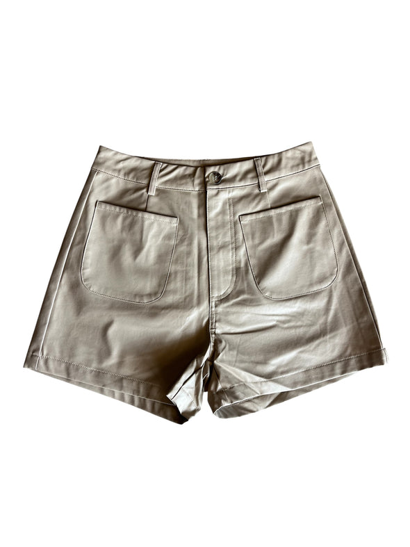 Entro Taupe Leather Shorts