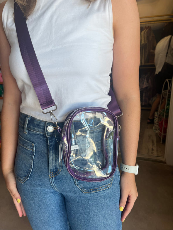 Purple Clear Mini Crossbody Stadium Bag