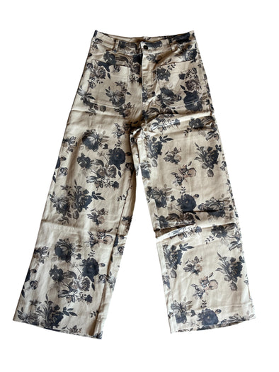 Entro Taupe Floral Wide Leg Pants