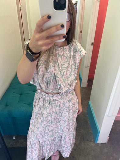 Aureum Pink Floral Print Shired Top