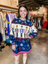 QOS Navy Vintage Nutcracker & Needlepoint Sweatshirt Dress