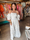 Meet Me in Santorini Azule Floral Off Shoulder Maxi Dress