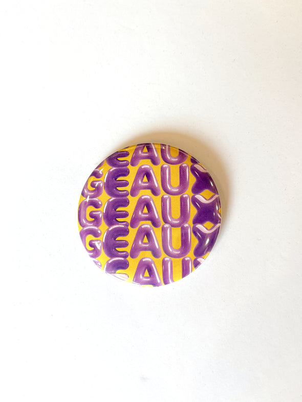 L. Ellis Designs Geaux Bubble Letters Button