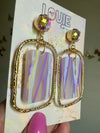 Louie Love Purple Yellow Gold Louisiana Mardi Gras Acrylic Earrings