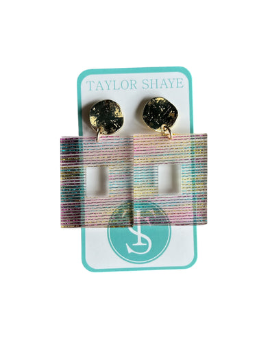 Taylor Shaye Mini Naomi Rainbow Stripe Earrings